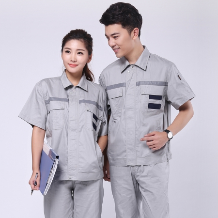 灰色拼藏青夏季工服AD089-XJ