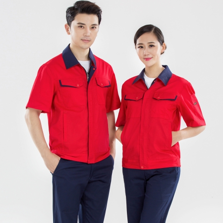 大红拼藏青夏季工服AD13-2-XJ